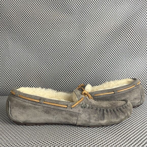 Ugg Dakota Moccasins Slippers Loafers Womens Size 10 Gray Leather Sheepskin - Picture 4 of 15